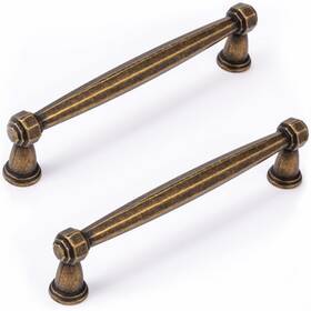 B0b7671369 Fecraf 5 Inch Antique Brass Cabinet Handles Drawer Pulls - 6 Pack Solid Hardware