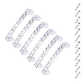 Fipux 601968062149 Cabinet Pulls Drawer Handles 96mm Hole Centers Alloy Crystal With Screws 6pack