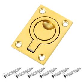 X1.73 Fipux 649603670649 Flush Ring Pull 2.48 Inch Square Recessed Door With Screw Brass New
