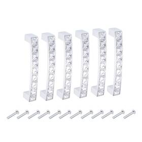 Fixinairp 601968062125 Cabinet Pulls Drawer Handles 96mm Hole Centers Alloy Crystal With Screws - 6pcs