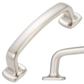Flat Square Foot Cabinet Arch Pull Shiny Brushed Nickel Furniture Handle 3 Inch/