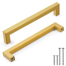 Flexzion 810043285728 Cabinet Handles Gold Pulls And Knobs 6.25-inch Modern Square Dresser