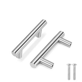 Flexzion 810651030284 10 Pack Kitchen Cabinet Handles Silver Drawer Pulls 4 Inch 2.5 Hole Cen