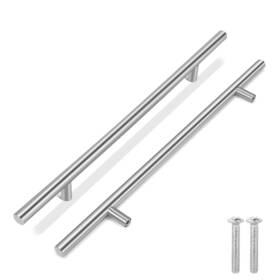Flexzion 814870026080 10 Pack Kitchen Cabinet Handles Silver Drawer Pulls 16 Inch Hole Cent