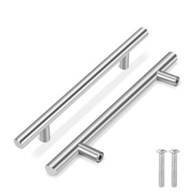 Flexzion 8in 10 Pack Kitchen Cabinet Handles Silver Drawer Pulls 8 Inch 5 Hole Center