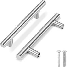 Flexzion Sld Stl Hnd 6in 10 Pack Kitchen Cabinet 6 In Length 3.8 Hole Center