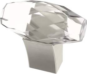 P40857k-sn Franklin Brass 1 1/2 Inch Cut Glass And Satin Nickel Oval Cabinet Knob 4 Pk