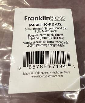 P46641k-fb-b2 Franklin Brass New 30-pk Simple Bar Cabinet Pull Black 3-3/4in