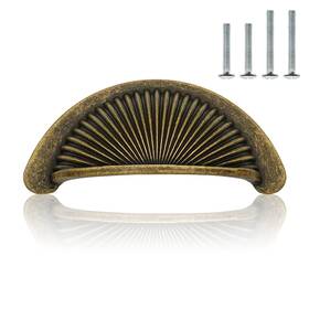 24027-64-ab-4 Furfitt 4 Pack Antique Brass Bin Cup Cabinet Pulls 2.5 Inch/64mm Hole Center Zinc All
