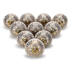 Ckb-gld-gr-p25 Furnishful Finesse Cabinet Knobs Boho Grey Ceramic Dresser Pull Handle Kitchen Assorted