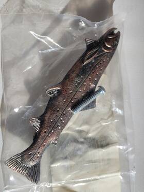 Gander Mountain 802367018625 Mtn. Long Trout Lf Antique Copper Wildlife Cabinet Pull Handle