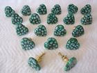 0370 Gc Glass Knobs Heart Shape Green With White Flower For