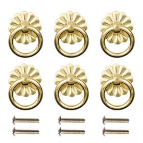 Zy04181423 Geesatis 6 Pcs Brass Ring Pulls Handles Antique Cabinet Knobs Drawer Close