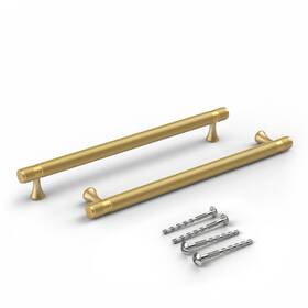 Githtra 768486538805 Bar Cabinet Handle Knob Pull Brushed Satin Gold/brass Finish With Knurled 10 Inch