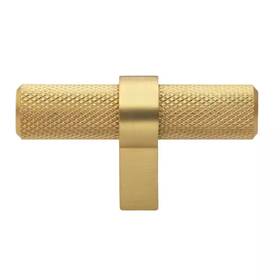 Gliderite 313049334365 2-1/4 Inch Brass Gold Finish Knurled Steel Cabinet Knob 10-pack