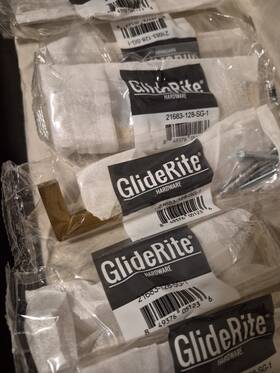 21683-128-sg-1 Gliderite Hardware 10-pack 5 Inch Satin Gold Solid Slim Square Cabinet Bar Drawer Pulls
