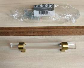 4718-96-sg Gliderite Hardware 9 3-3/4 Inch Cc Acrylic With Satin Gold Base Cabinet Drawer Pull
