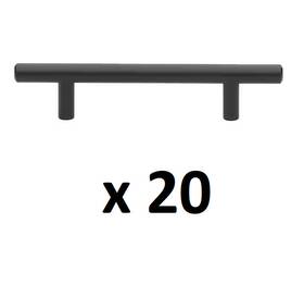 5001-96-mb-1 Gliderite Hardware Lot Of 20 3-3/4 Inch Matte Black Solid Cabinet Drawer Handle Bar Pull