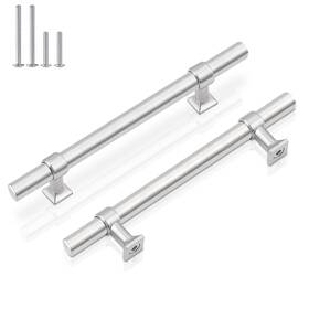 205-hjh-ss102-10pack Gobekor 10 Pack Cabinet Handles Brushed Nickel Kitchen Pulls 4 Inch Hole Cent