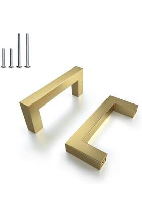 Goldentimehardware 715624462652 10 Pack-gold Cabinet Handles Square Drawer Pulls Stainless Steel 76mm 3 Inch