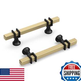B0clv72r52 Goldenwarm 25-pack 3in Black Gold Cabinet Pulls Square Drawer Handles Hardware