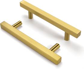 Ls1212gd102-6 Goldenwarm #units 6 Pack Gold Cabinet Handles Brushed Brass 4 Inch Pulls For Drawers G