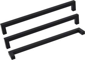 Lsj12bk256 Goldenwarm 10 Pack Black Square Bar Cabinet Pull Drawer Handle Stainless Steel M