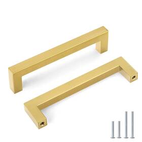 Lsj12gd128-35 Goldenwarm #units Inch 35 Pack 5 Gold Cabinet Pulls Brushed Brass Modern Handles