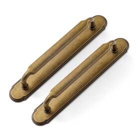 2202-g014-gt-128-2 Goo-ki 2 Pack Antique Brass Cabinet Pulls With Backplate Spacer 5 Inch Hole Center Kitc