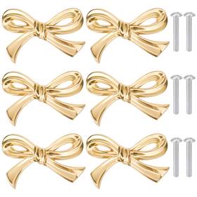 1053292 Gosknor 6pcs Bow Shape Cabinets Knobs Brass Furniture Door Pulls Vintage Gold Dr
