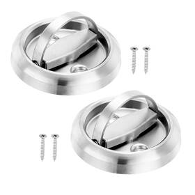 Gryfton 649603128942 2 X Recessed Door Handles Round Flush Pulls Embedded Hidden Silver
