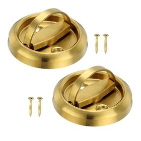 Gryfton 655692425992 2 Pcs Recessed Door Handles Round Flush Pulls Embedded Hidden Gold