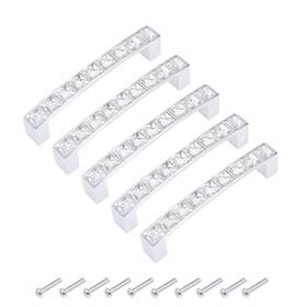 Gryfton 784958562567 5pcs Glass Diamond Crystal Knob Wardrobe Drawer Handle Cabinet Door Furniture