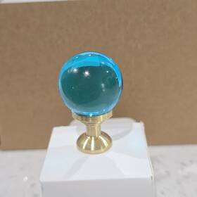 Guank 682500959080 Sky Blue Crystal Knobs Brass Base Round Beacon Spherical Gold 1-inch Diameter