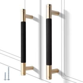 Guoharda 761736065922 2 Pack 5 Inch 128 Mm Knurled Cabinet Handles Gold And Black