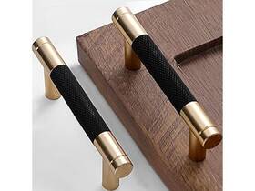 Gutuwellea 761736065717 12 Pack 3 Inch 76 Mm Knurled Cabinet Handles Gold And Black