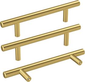 Haidms 744110564556 20 Pack Gold Cabinet Handles Brushed Brass Drawer Pulls 3-3/4 Inch Hole C
