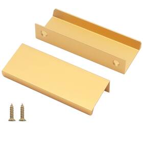 Ls802a Hanihua 20 Pack Modern Brushed Brass Cabinet Pulls Finger Edge For Cabinets Gol