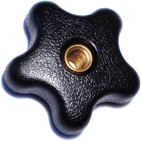 K-187-2 Hard-to-find Fastener 2 Pcs Thru-hole Star Knob 3/8-16 Thread X 2-1/4 Inch Stud Black Plastic Head