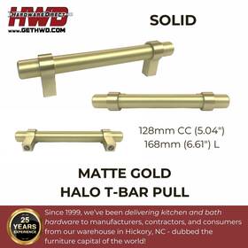 Hp12128-mg Hardware Direct Gold Modern Cabinet Handle Solid Pull Kitchen Bath Knob Brass Halo 128mm