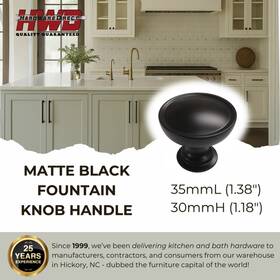 Zc5476-mb Hardware Direct Matte Black Round Cabinet Knob Fountain Style Kitchen Bath Handle Knobs Modern