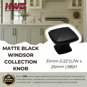 Zc5659-mb Hardware Direct Matte Black Cabinet Knob Windsor Style Kitchen Bath Handle Pulls Traditional