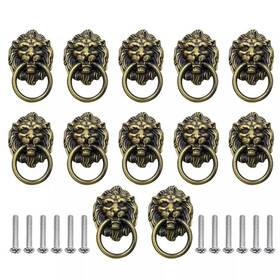Head 655421737402 12 Pack Cabinet Knobs Pulls Lion Ring Handle For Drawer Dresser Wardr