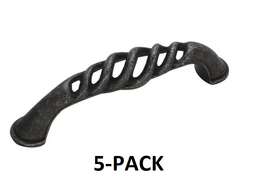Hickory Hardware 078555785253 5pk Charleston Blacksmith 3 Inch Black Iron Cabinet Center-to-center Pull