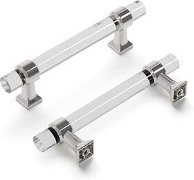 H079518-ca14-10b Hickory Hardware Cabinet Pull 5 1/2 Inch Crysacrylic With Polished Nickel 10 Pack