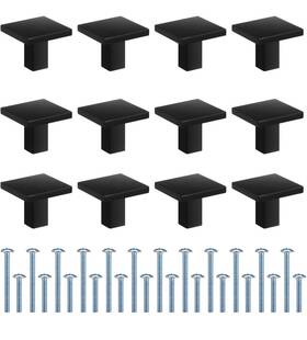 Am556141 Hofurme 12 Pack Matte Black Square Cabinet Knobs Length Soild Zinc Alloy Drawer Dress