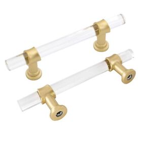 Homdiy 3in Brass Cabinet Pulls Acrylic Drawer 10 Pack Kitchen