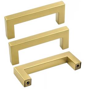 Homdiy 715020507230 6 Pack 3 Inch Hole Center Cabinet Handles Brushed Brass Kitchen Pulls -gold