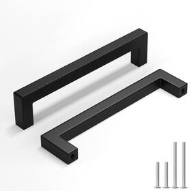 Homdiy 718399435876 15 Pack Black Cabinet Pulls 5-1/16 Inch Matte Stainless Steel Drawer Handles