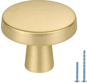 Homdiy 744110942958 10 Pack Gold Cabinet Knobs Round Brushed Brass Kitchen